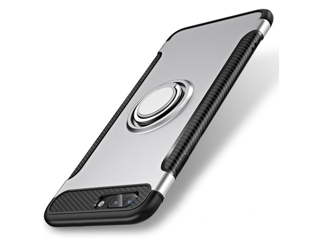 1X iPhone8 Plus Silver Magnetic Shockproof Case Cover with Ring 1X iPhone8 Plus Silver Magnetic Shockproof Case Cover with Ring