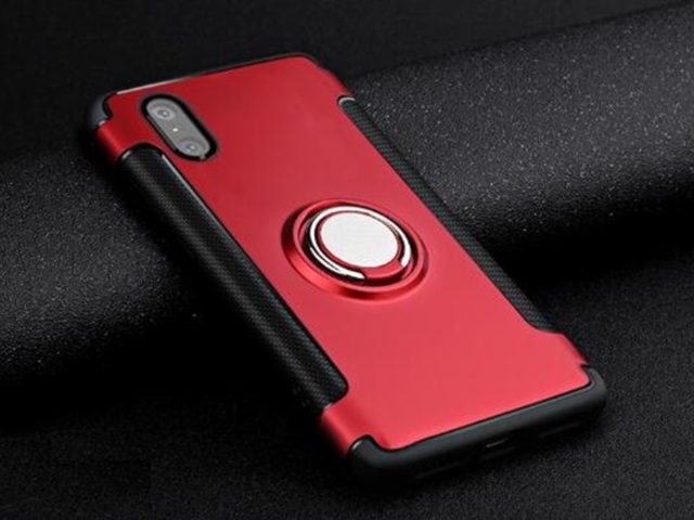 1X iPhoneX Red Magnetic Shockproof Case Cover with Ring Car Hold - Click Image to Close