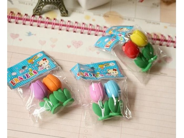 48Packsx2Pcs Flower Shape Erasers Mixed Color