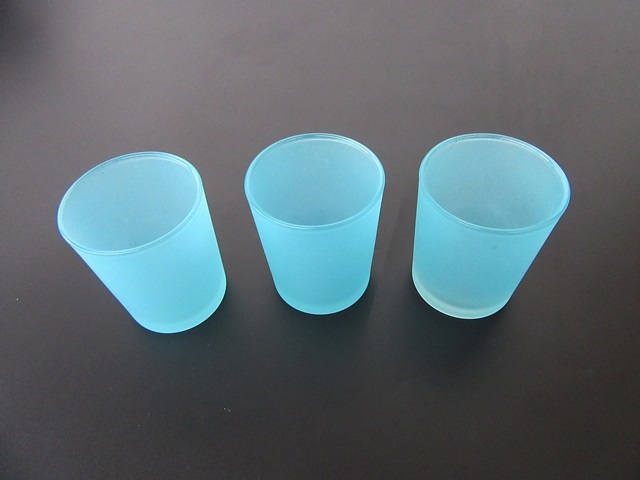 40 Frosted Glass Tea Light Holder Wedding Favor 6.5cm BLUE - Click Image to Close