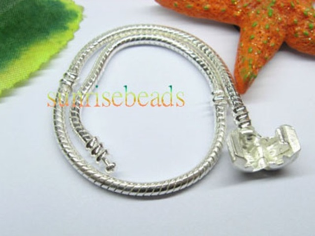 5Pcs Silver Plated Bracelet Fit European Beads 16cm - Click Image to Close