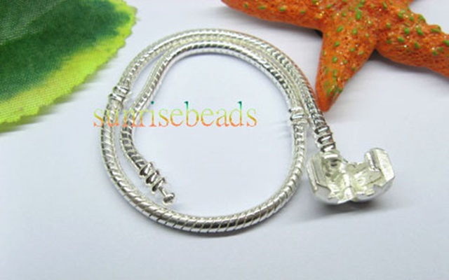 5Pcs Silver Plated Bracelet Fit European Beads 17cm - Click Image to Close
