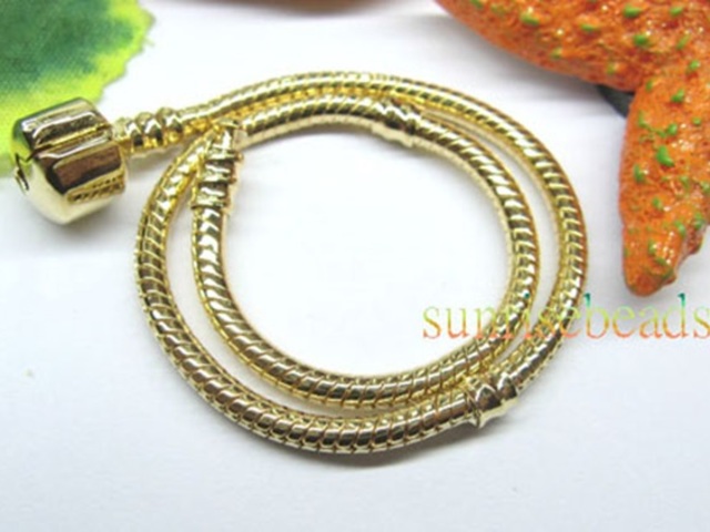 5Pcs 18K Golden Plated Bracelets Fit European Charms Bead 17cm - Click Image to Close