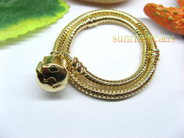 4Pcs 18K Golden Plated Bracelets Fit European Charms Bead 20cm - Click Image to Close