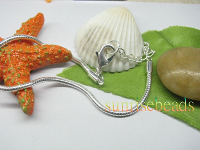 5Pcs Silver Lobster Clasp Bracelet Fit European Beads 19cm 5Pcs Silver Lobster Clasp Bracelet Fit European Beads 19cm