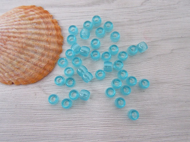 1200 Transparent Clear Blue Barrel Pony Beads 6x8mm 1200 Transparent Clear Blue Barrel Pony Beads 6x8mm