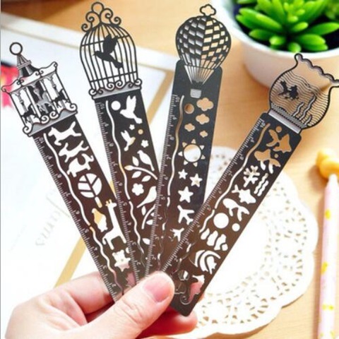 10 Chic Dove Animal Metal Draw Shape Ruler Bookmarks 3in1 - Click Image to Close
