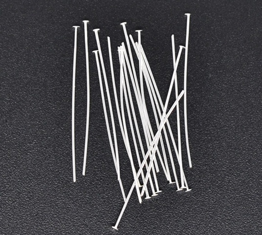 500Gram (2280Pcs) Silver Plated 50mm Head Pins Jewelry Finding - Click Image to Close