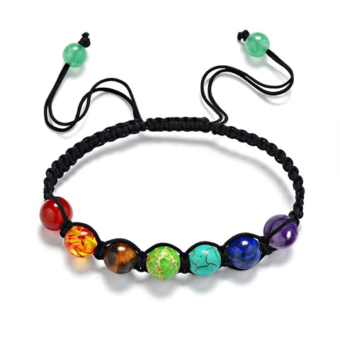 5X Healing Bead Yoga Bracelet 7 Gemstone Chakra Lava Rock Stone - Click Image to Close