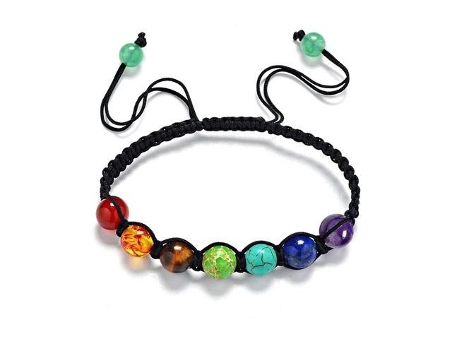 5X Healing Bead Yoga Bracelet 7 Gemstone Chakra Lava Rock Stone - Click Image to Close