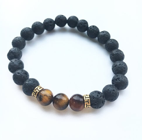 5X New Healing Bead Yoga Bracelet with 3 Tiger Eye Beads - Click Image to Close