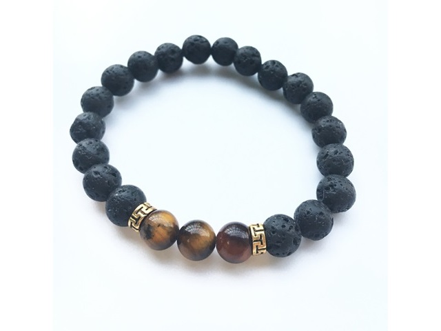 5X New Healing Bead Yoga Bracelet with 3 Tiger Eye Beads - Click Image to Close