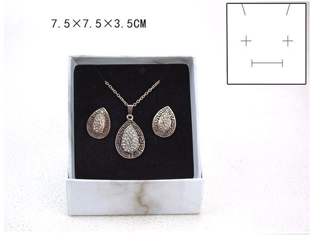 12 White Square Necklace Earring Ring Jewelry Gift Box