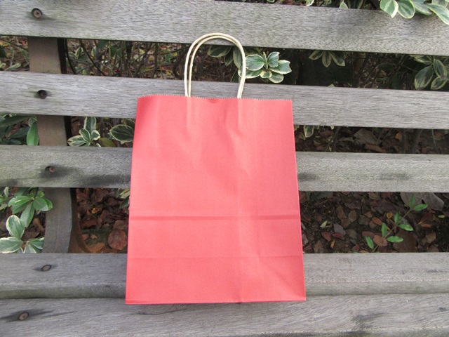 48 Bulk Kraft Paper Gift Carry Shopping Bag 27x22x11cm Wine Red - Click Image to Close