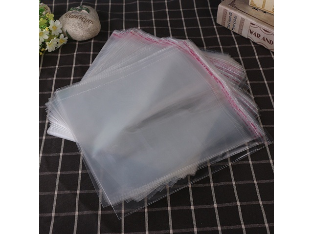 200 Clear Self-Adhesive Seal Plastic Bags 27x28cm - Click Image to Close