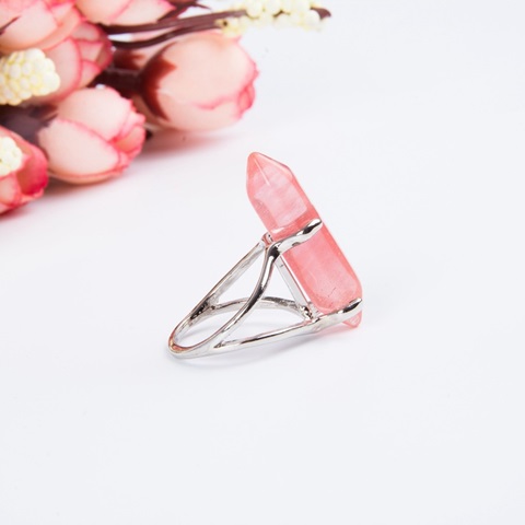5X Hexagon Healing Chakra Gemstone Finger Ring Cherry Quartz - Click Image to Close
