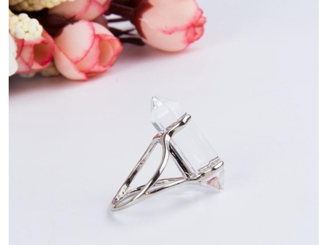 5X Hexagon Healing Chakra Gemstone Finger Ring Clear Crystal