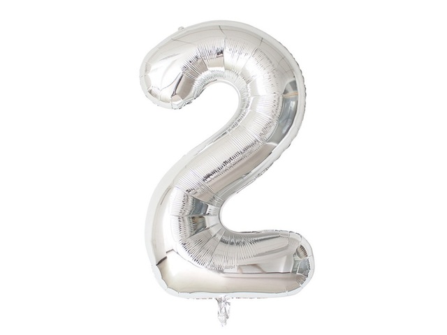 6X Silver Numbers 2 Air-Filled Foil Balloons Party Wedding Decor