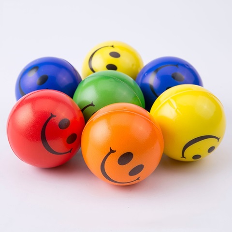 12 Anti-Stress PU Foam Smile Face Balls 60mm Mixed - Click Image to Close