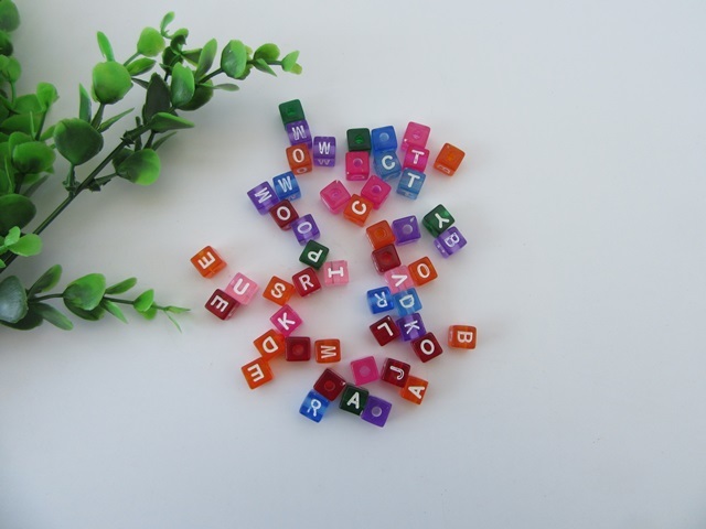 250 HQ Alphabet Letter Cube Beads 10mm Good Quality