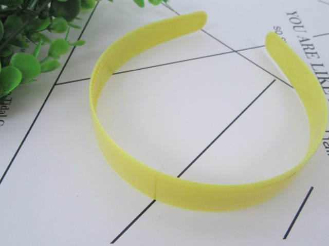 20X New Yellow Plastic Hairbands Jewelry Finding 25mm Wide - Click Image to Close