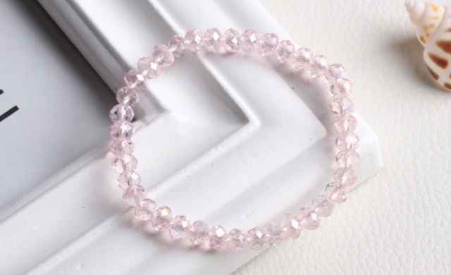 20 Pink Faceted AB Glass Beaded Bracelets 6cm Dia. - Click Image to Close