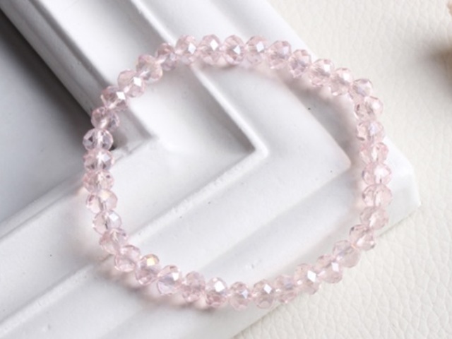 20 Pink Faceted AB Glass Beaded Bracelets 6cm Dia. - Click Image to Close