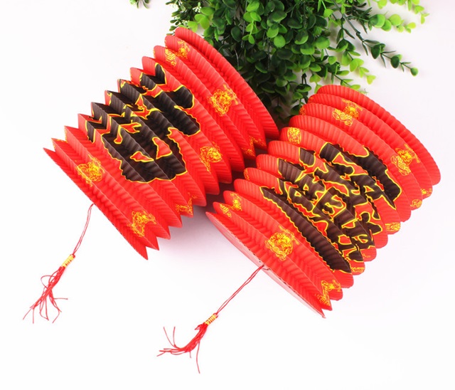 10 Chinese Red Blessing Happiness Fortune Paper Lanterns - Click Image to Close