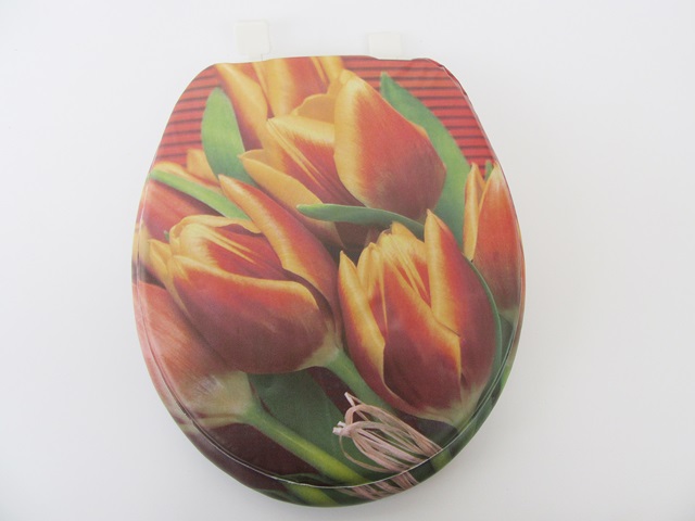 1X New Tulip Flower Soft Toilet Seat & Cover 42cm Long - Click Image to Close