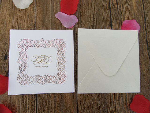 10Pcs New White Wedding Invitation Lazer Hollow Square 10Pcs New White Wedding Invitation Lazer Hollow Square