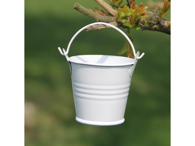 12 White Mini Tin Pail Bucket for Wedding 5.5x5.5x4cm 12 White Mini Tin Pail Bucket for Wedding 5.5x5.5x4cm