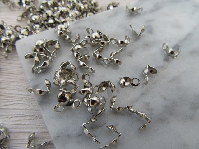 2500 Nickle Plated Bead Tips Charlotte Crimps Finding