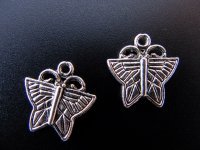 100 Silver Plated Metal Butterfly Beads Pendants 17x17mm