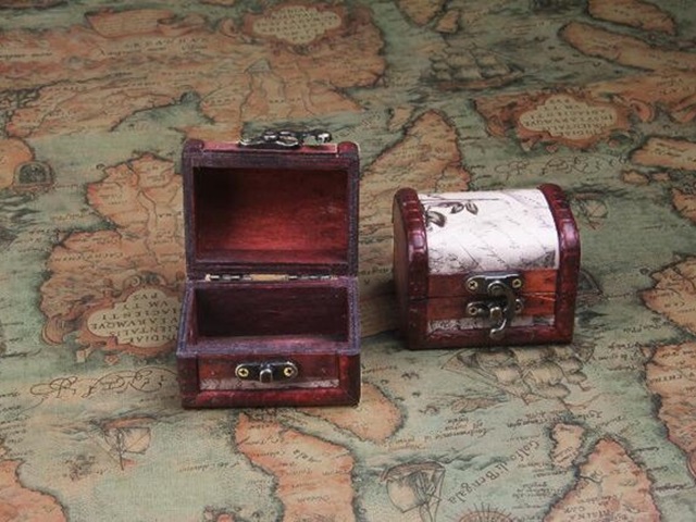 10Pcs Mini Vintage Lock Jewelry Treasure Chest Case Handmade Woo