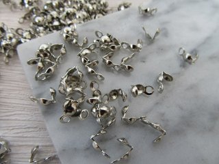 2500 Nickle Plated Bead Tips Charlotte Crimps Finding