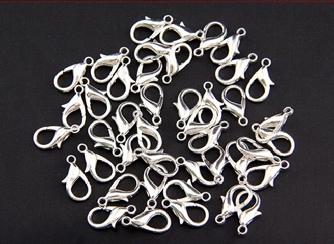 500 Silver Plated Lobster Claw Clasp Jewelry Finding 16mm - Click Image to Close