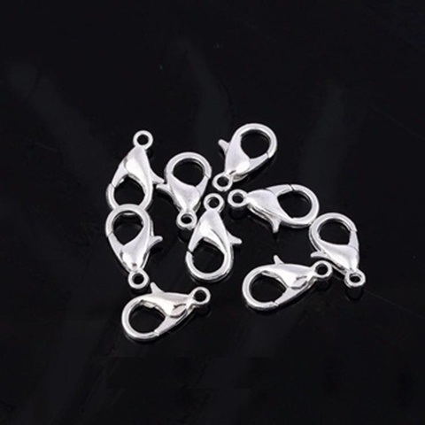 500 12mm Silver Plated Lobster Claw Clasp Jewelry Finding - Click Image to Close