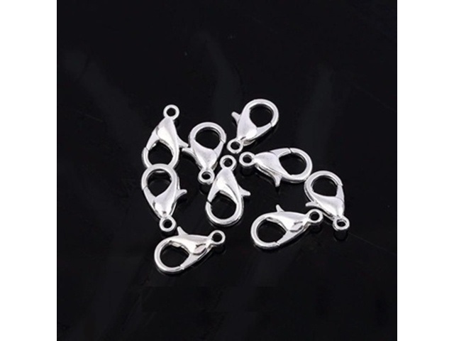 500 12mm Silver Plated Lobster Claw Clasp Jewelry Finding - Click Image to Close