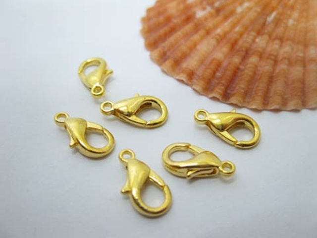 500 16mm Golden Plated Lobster Claw Clasp Jewelry Finding - Click Image to Close
