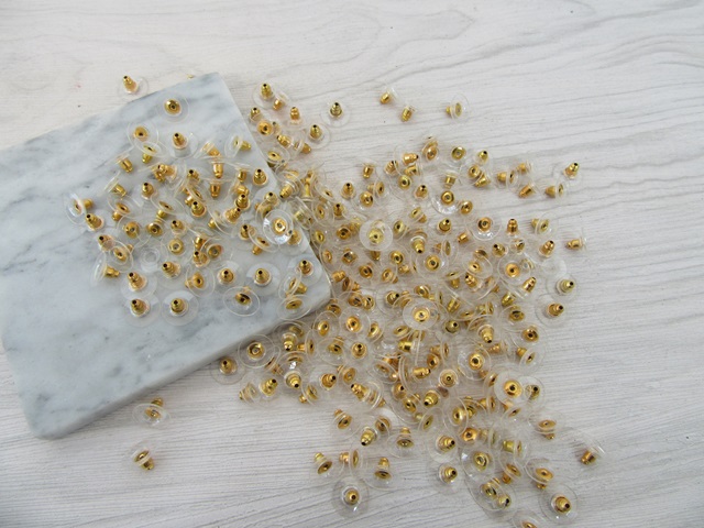 1000 Golden Plated Earring Back Stoppers Finding 10x6mm - Click Image to Close