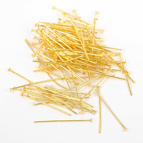 500gram Golden Plated 34mm Head Pins Jewelry Finding - Click Image to Close