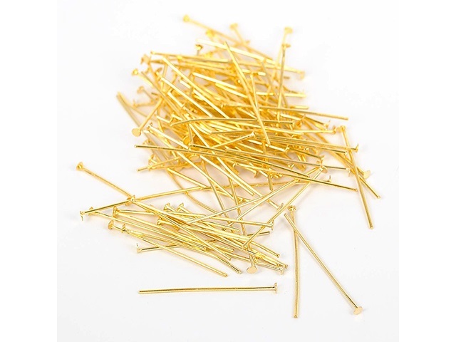 500gram Golden Plated 34mm Head Pins Jewelry Finding - Click Image to Close