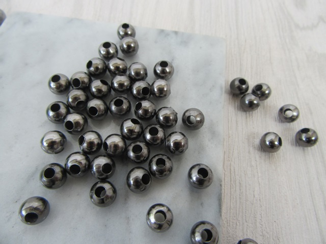 450Pcs Gunblack Round Spacer Beads Jewellery Finding 8mm - Click Image to Close