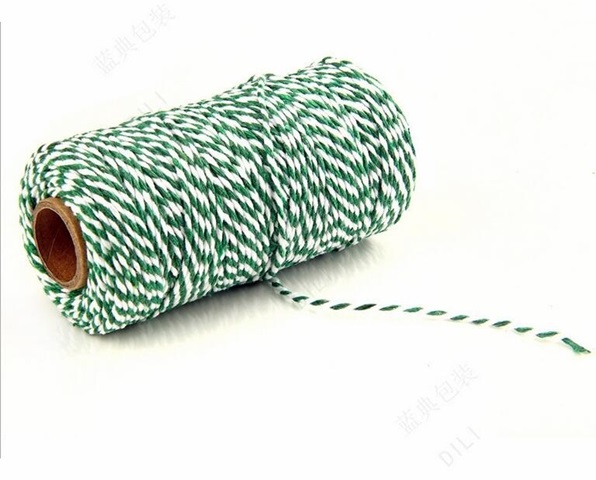 2x100Yards Green White Cotton Bakers Twine String Cord Rope Craf - Click Image to Close