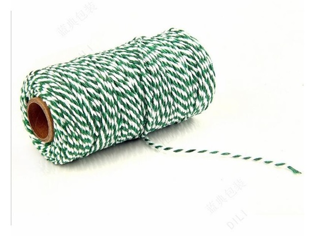 2x100Yards Green White Cotton Bakers Twine String Cord Rope Craf - Click Image to Close