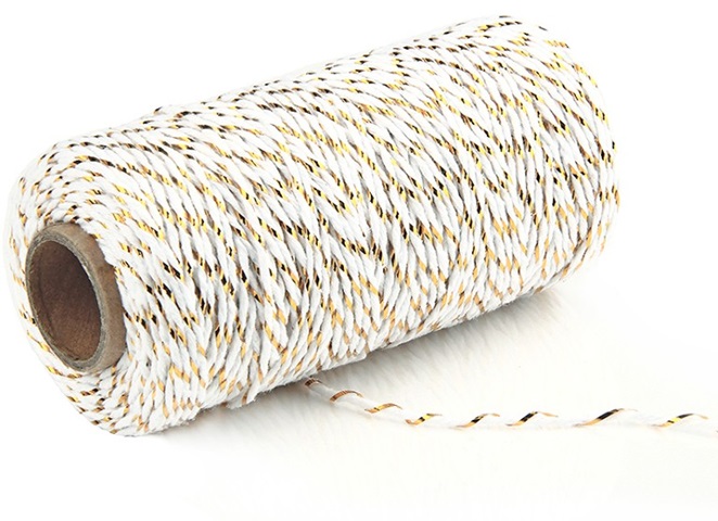 2x100Yards Golden White Cotton Bakers Twine String Cord Rope Cra - Click Image to Close