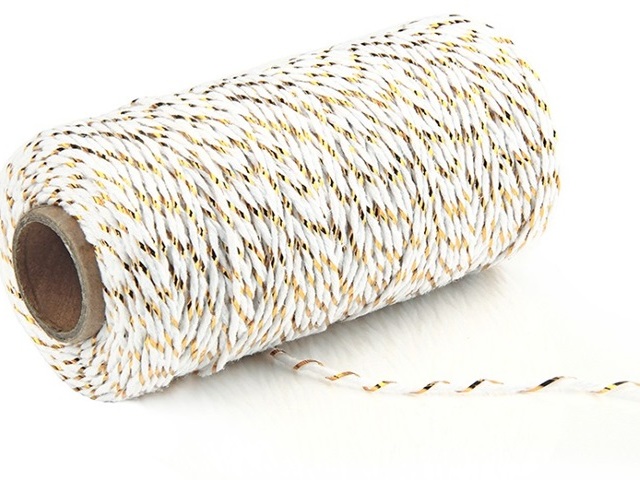 2x100Yards Golden White Cotton Bakers Twine String Cord Rope Cra - Click Image to Close