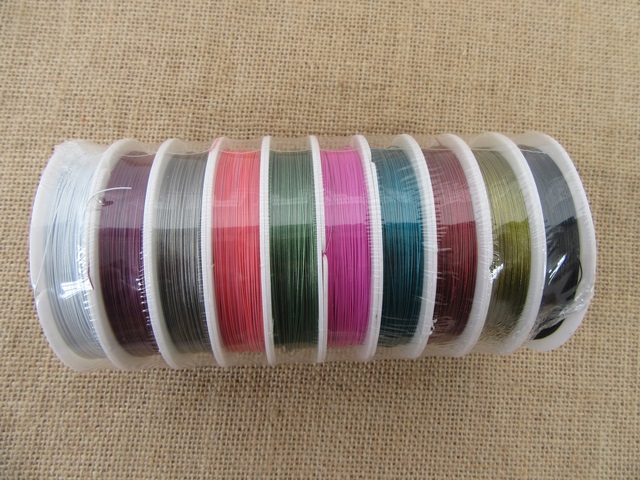 10Rolls X 10Metre Color Tiger Tail Beading Wire 0.38mm - Click Image to Close