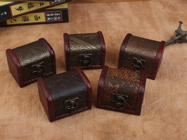 10Pcs Mini Vintage Wooden Jewelry Box Gift Box 8x6x6cm Assorted