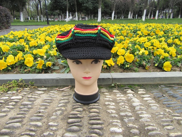 5Pcs Black Popular Webber Caddice Crochet Hat - Click Image to Close